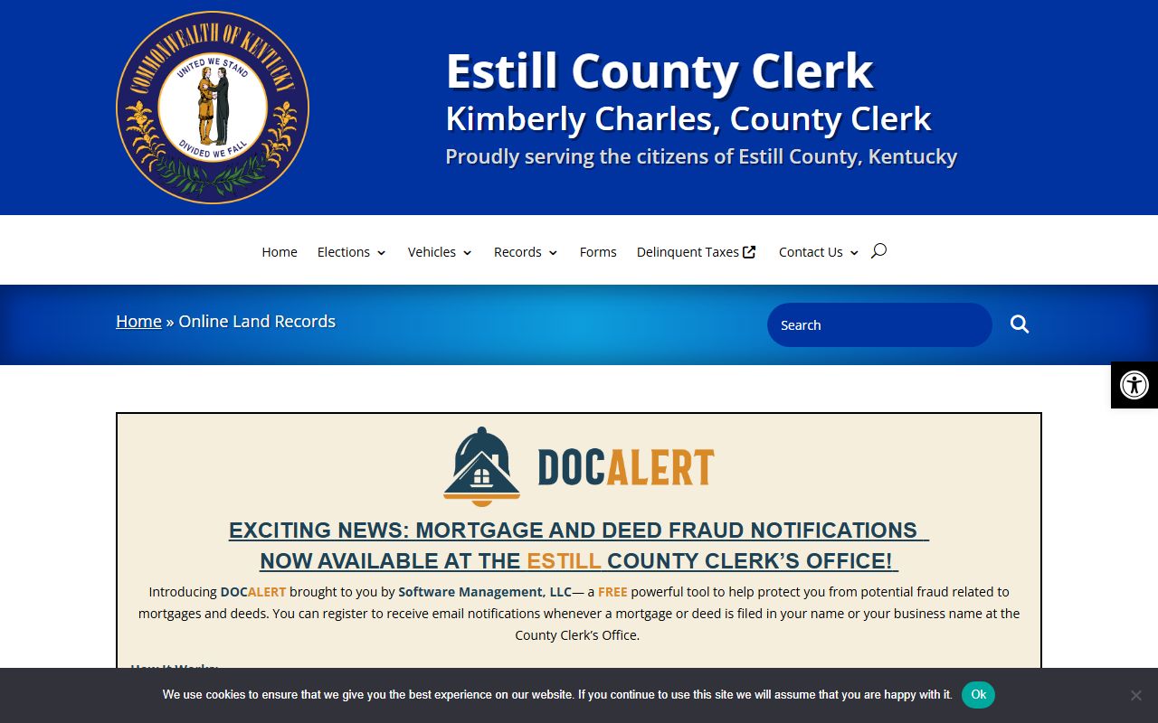 Estill County Circuit Court Clerk records distinction from eCCLIX land records