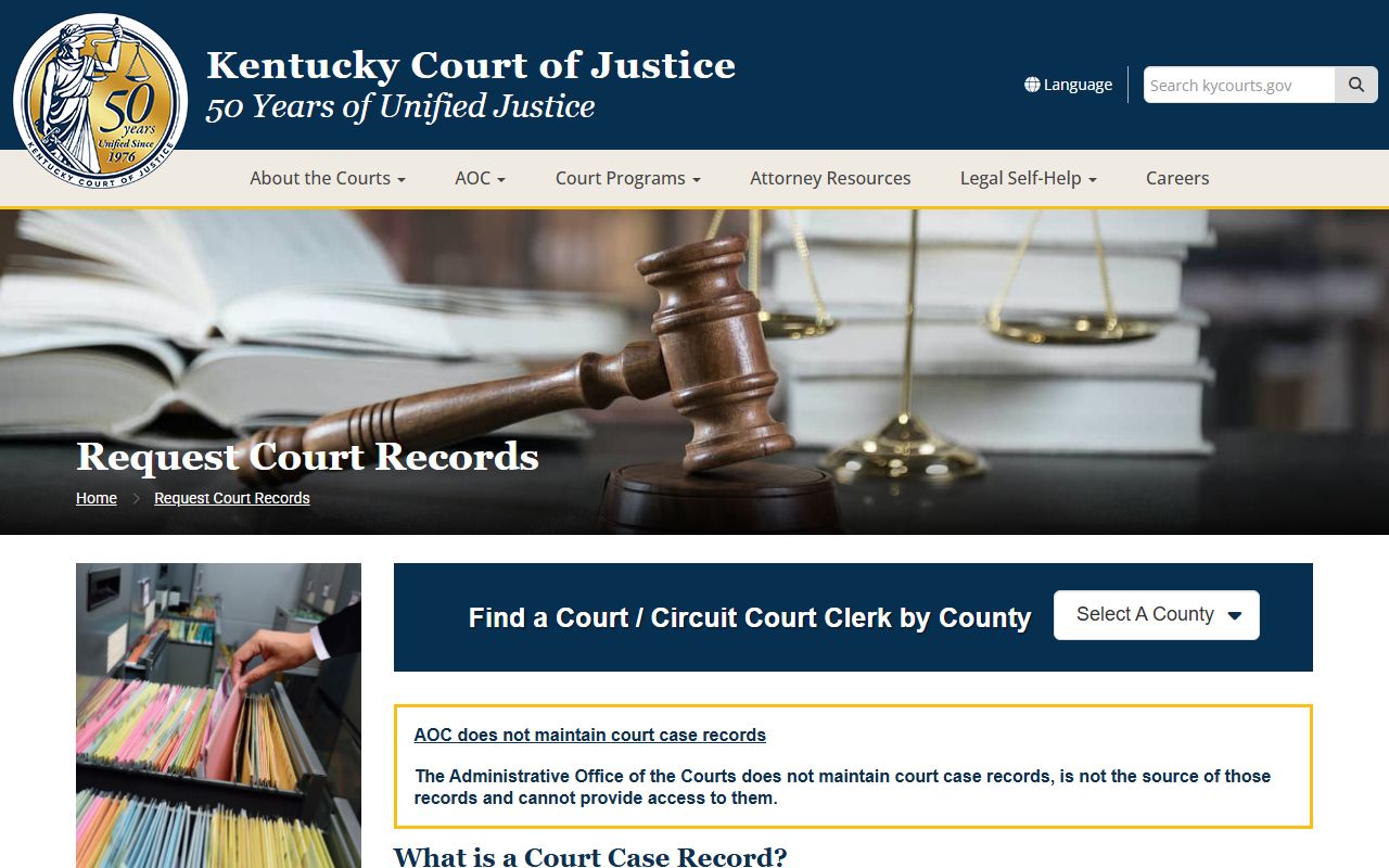 Estill County Court records request guidance from Kentucky Court of Justice