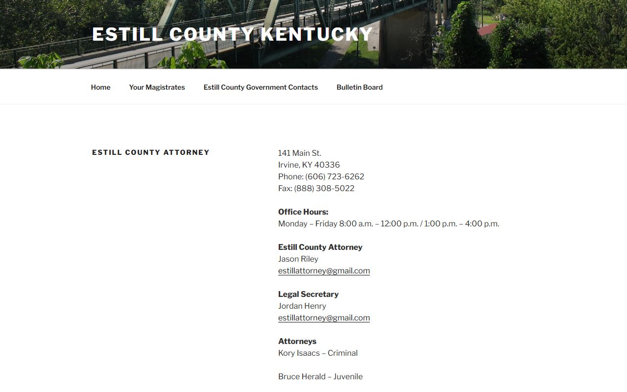 Estill County probate records county attorney office information
